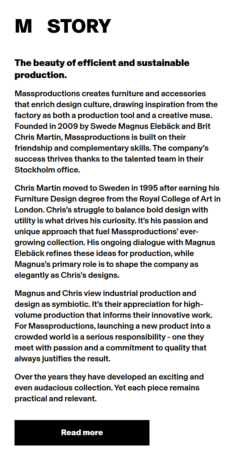Story section from Massproductions, on a phone