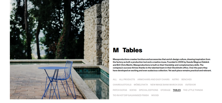 Tables section from Massproductions