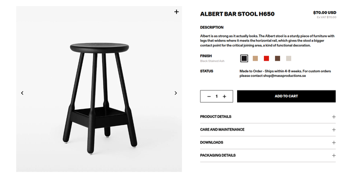 Albert Bar Stool H650 section from Massproductions