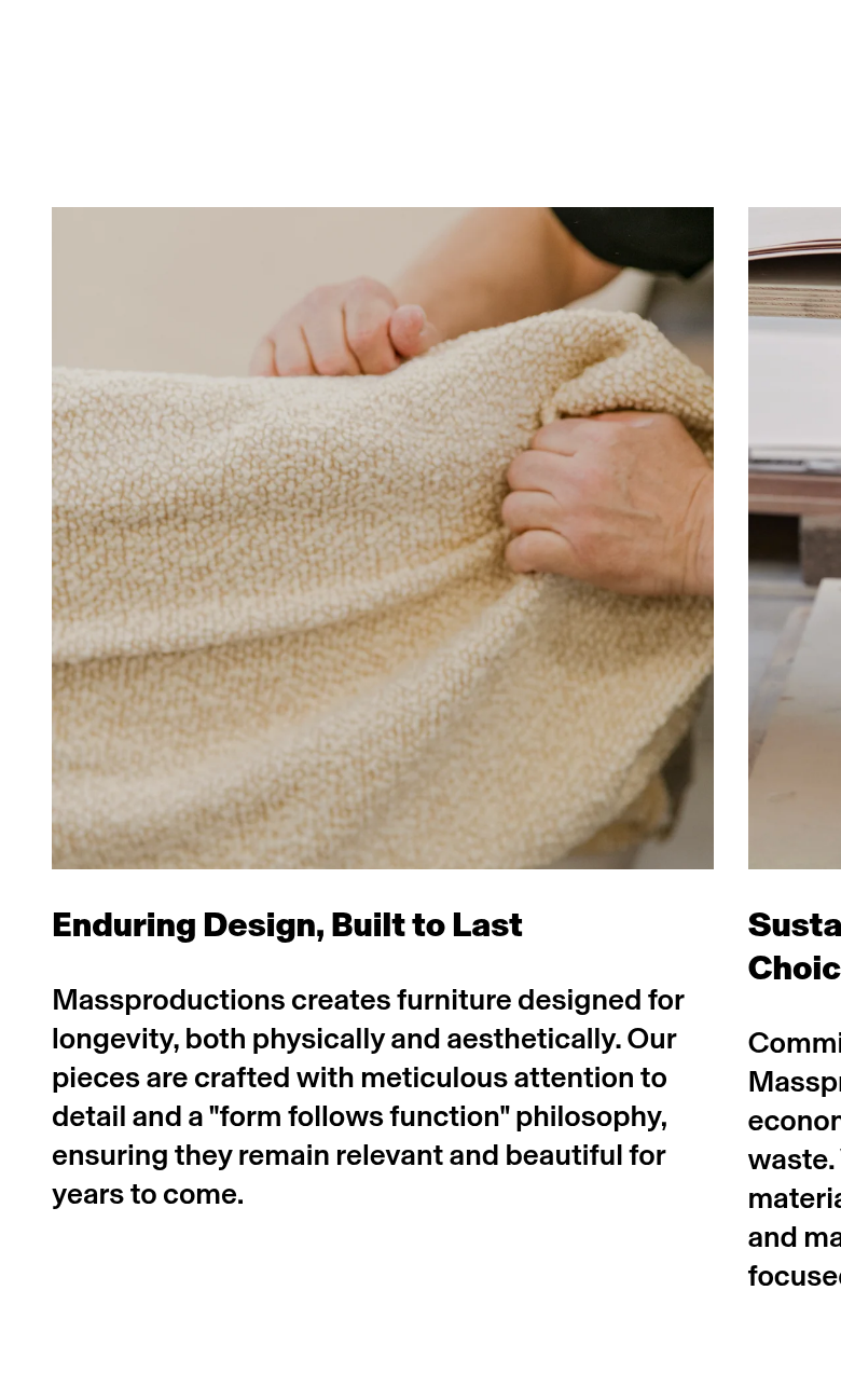 Design Principles section from Massproductions, on a phone