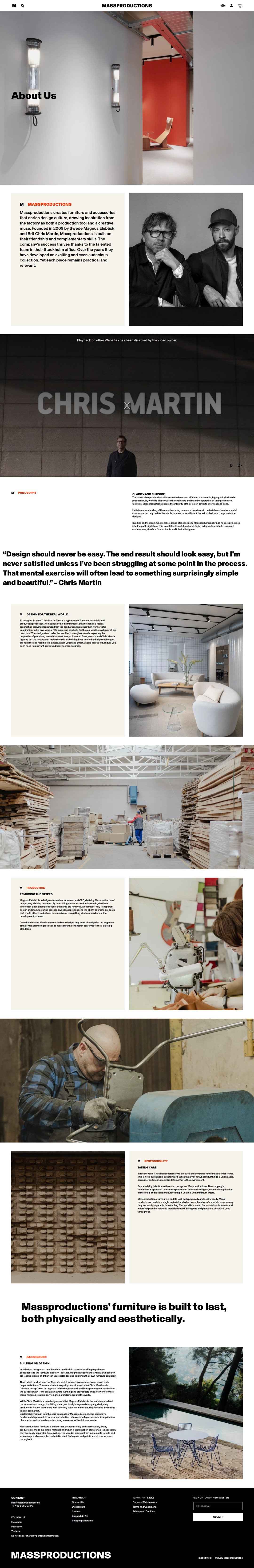 About Us page of Massproductions