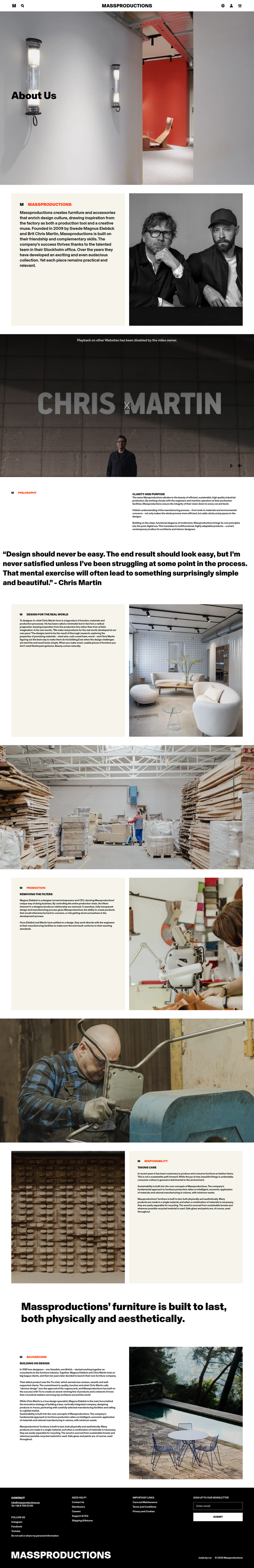 About Us page from Massproductions