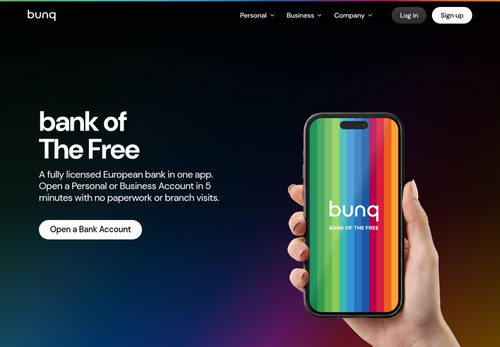 Bank of The Free section from bunq