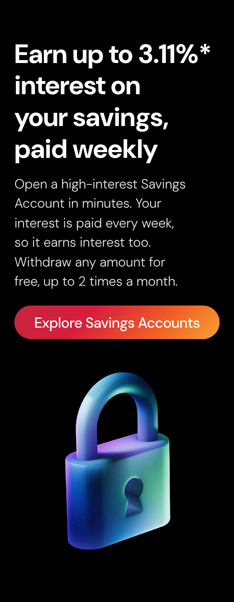 Earn Interest on Your Savings, Paid Weekly section from bunq, on a phone