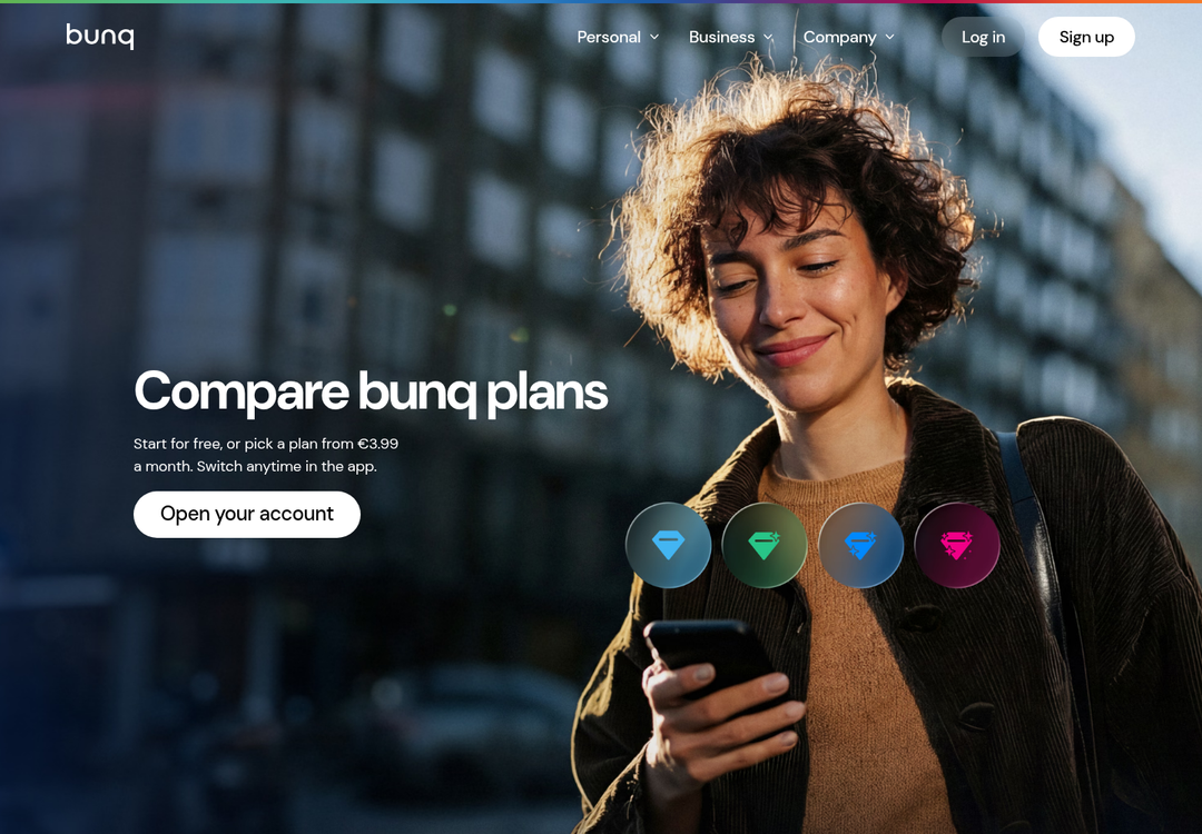 Compare bunq Plans section from bunq