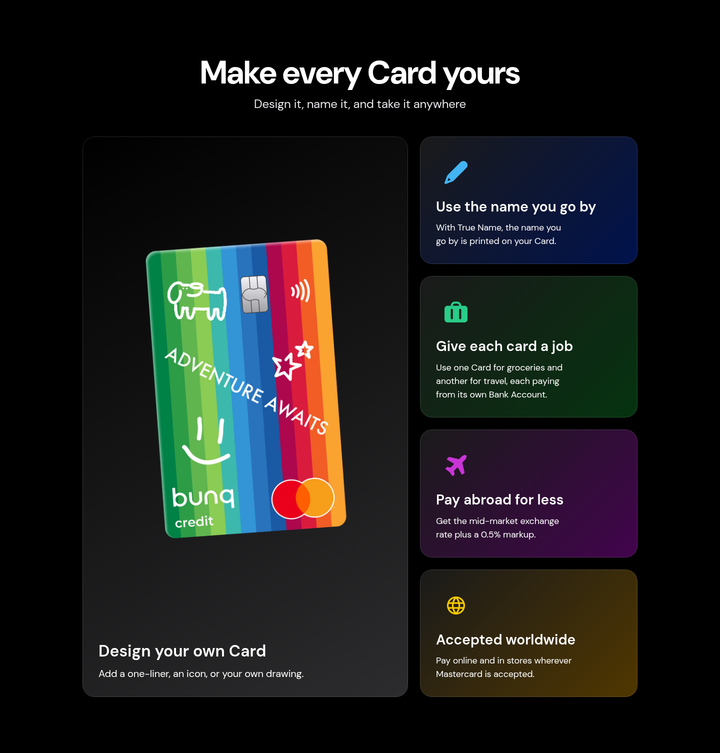 Make Every Card Yours section from bunq