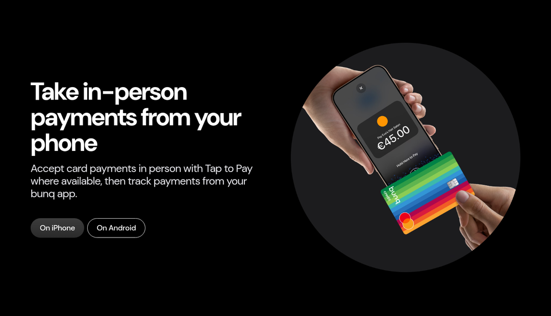 Take In-Person Payments from Your Phone section from bunq