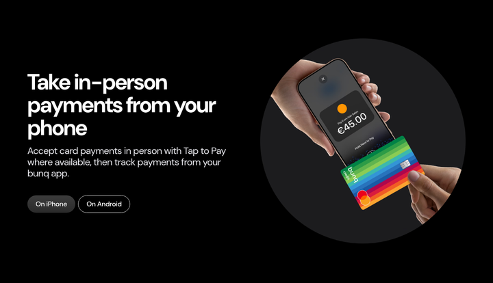 Take In-Person Payments from Your Phone section from bunq