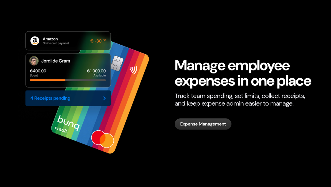 Manage Employee Expenses in One Place section from bunq