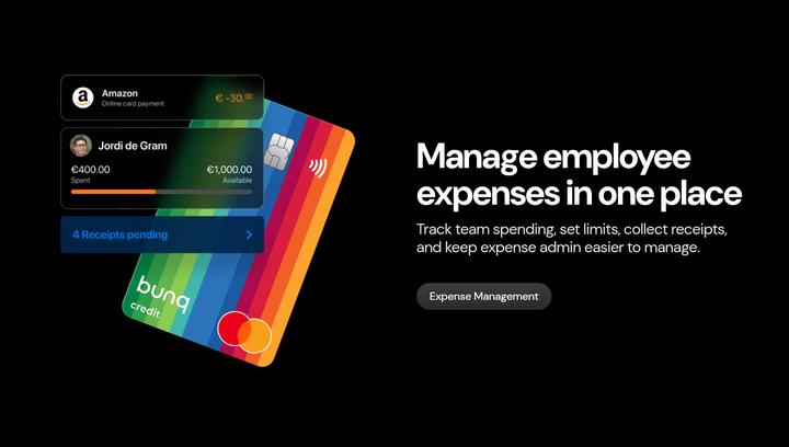 Manage Employee Expenses in One Place section from bunq