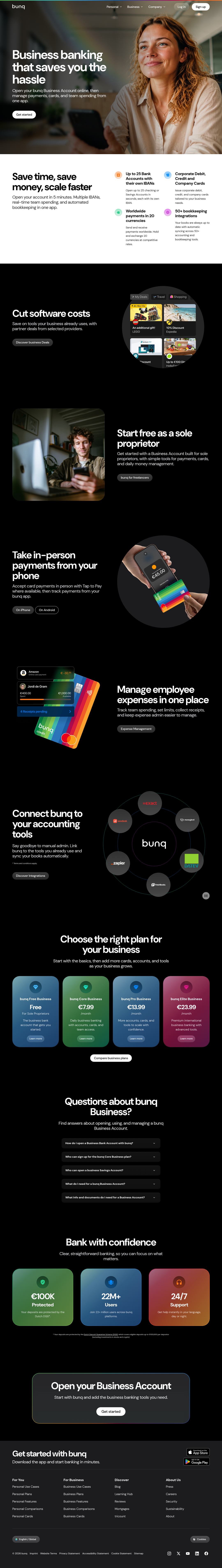 Business page of bunq