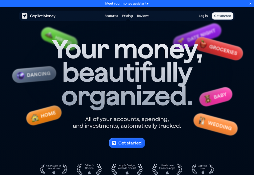 Your Money, Beautifully Organized section from Copilot Money