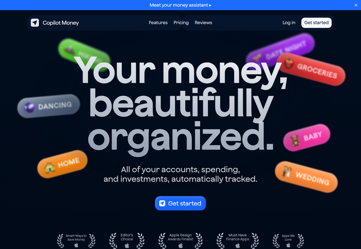 Your Money, Beautifully Organized section from Copilot Money