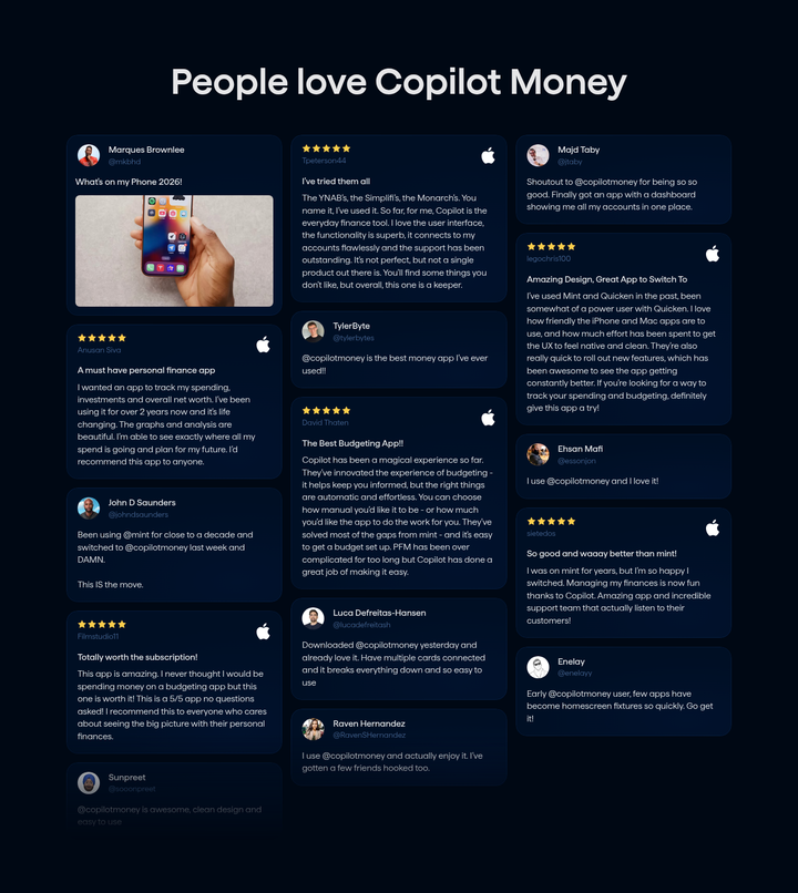 People Love Copilot Money section from Copilot Money