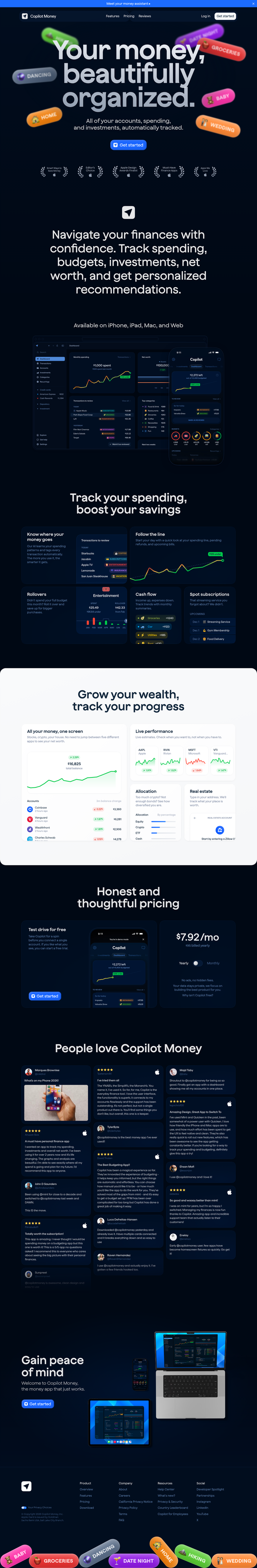 Home page from Copilot Money