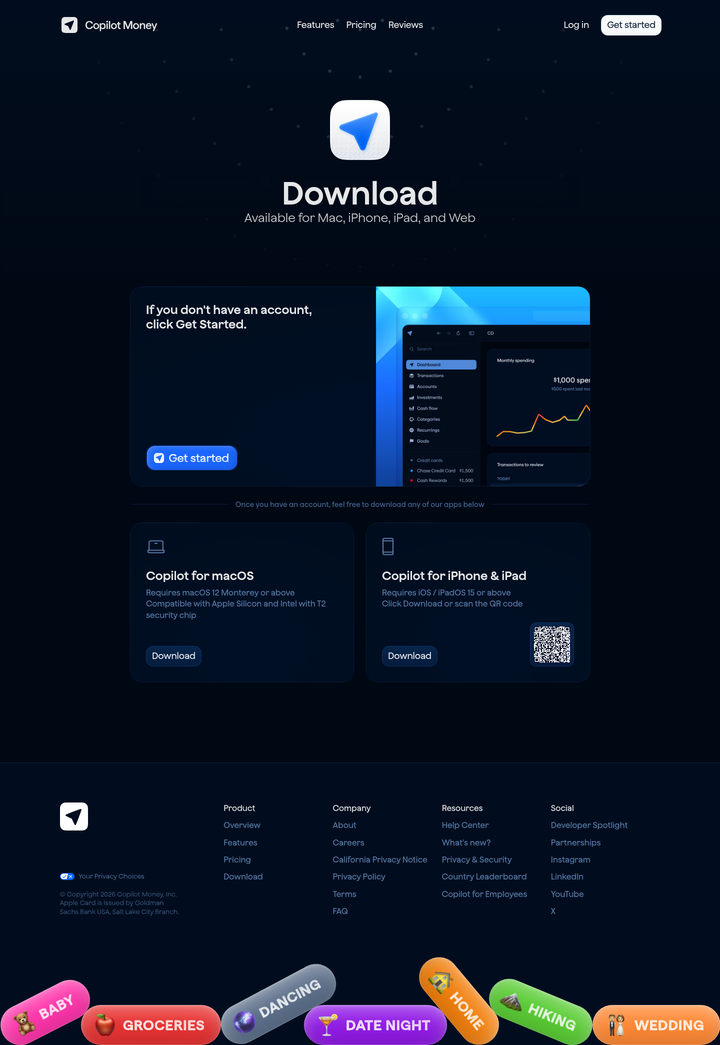 Download page from Copilot Money