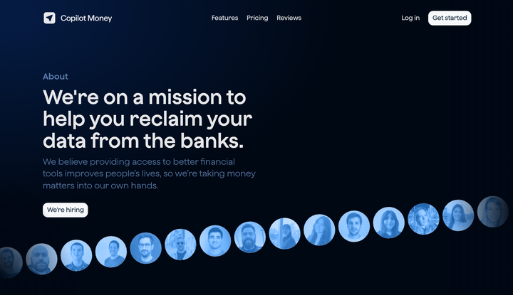 Reclaim Your Data from the Banks section from Copilot Money