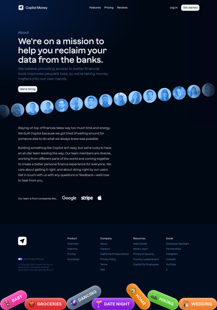 About page from Copilot Money