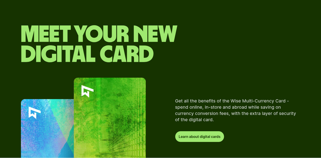 Meet Your New Digital Card section from Wise