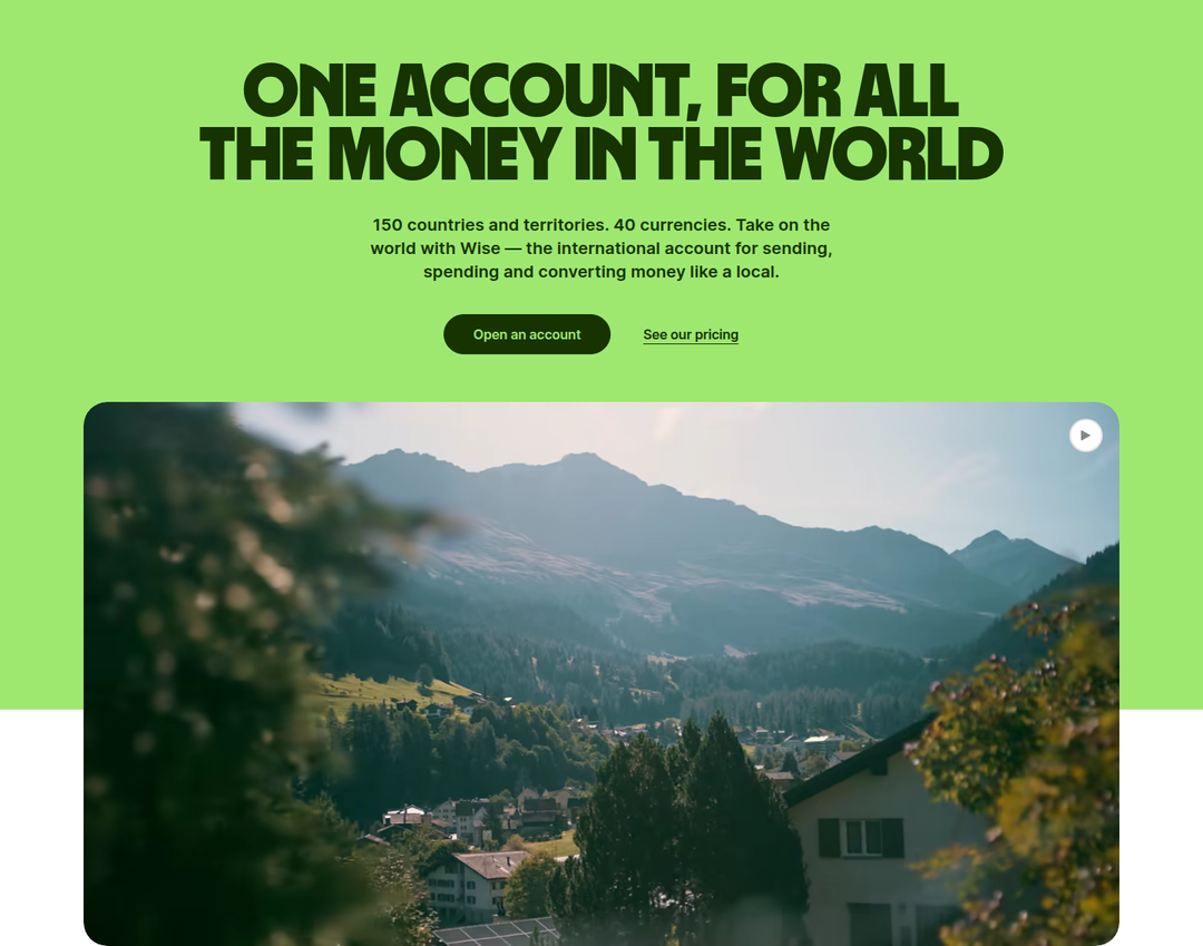 One Account, for All the Money in the World section from Wise
