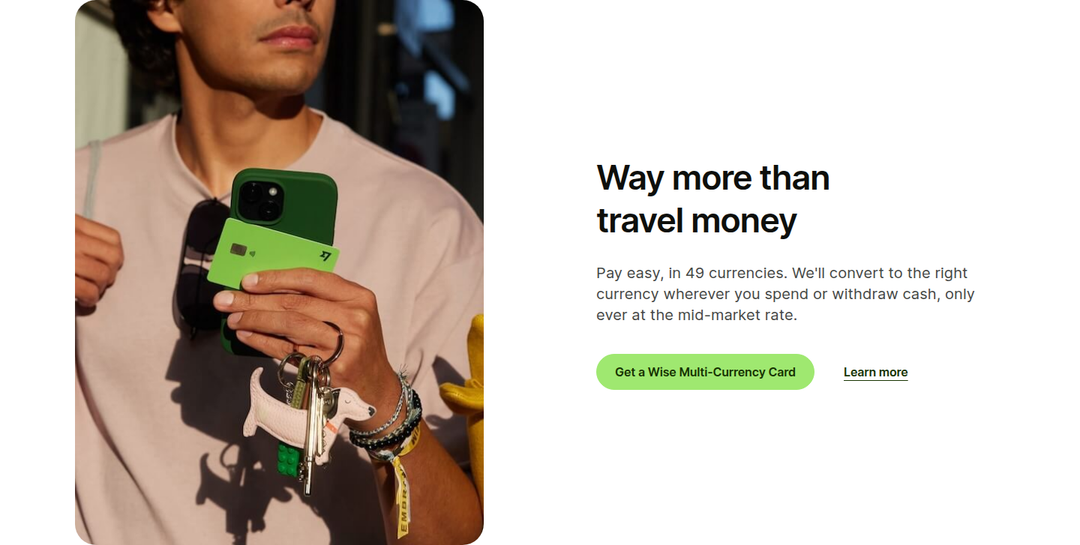 Way More Than Travel Money section from Wise