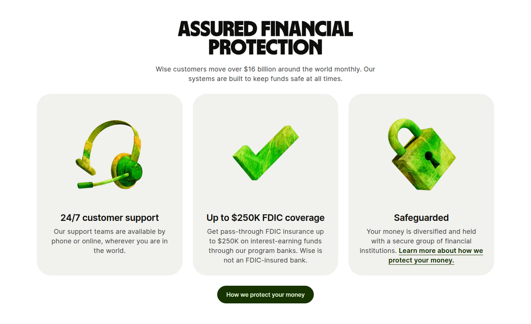 Assured Financial Protection section from Wise