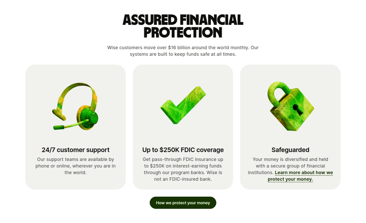 Assured Financial Protection section from Wise