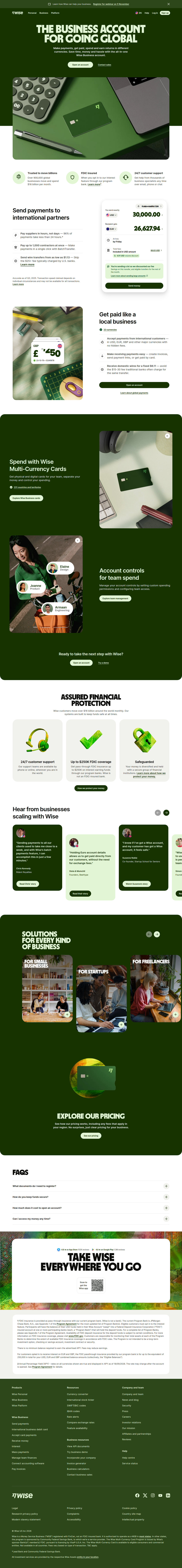 Business page of Wise