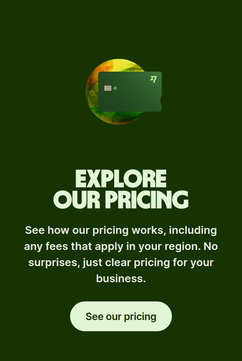 Explore Our Pricing section from Wise, on a phone