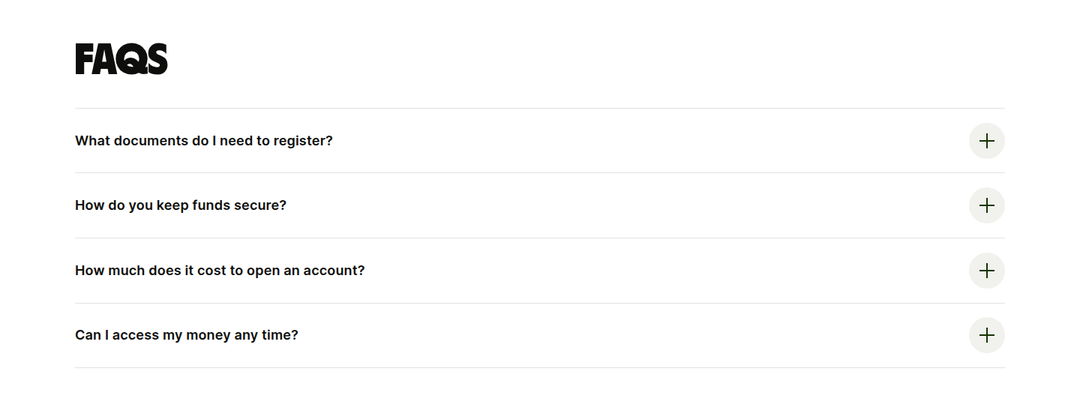 FAQs section from Wise