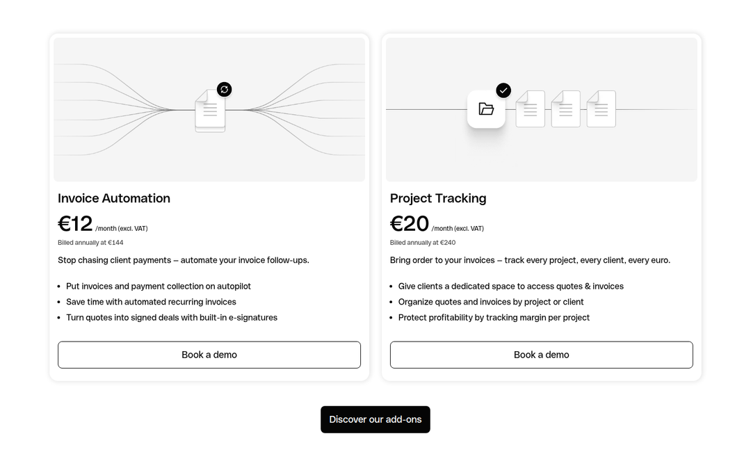Invoice Automation and Project Tracking section from Qonto