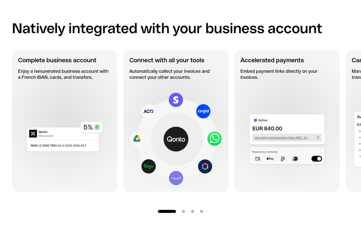 Natively Integrated with Your Business Account section from Qonto