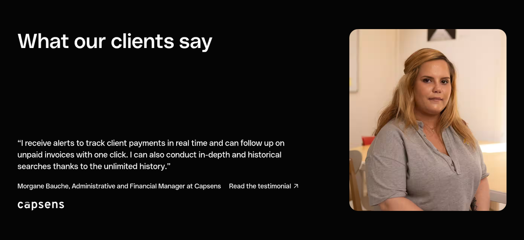 What Our Clients Say section from Qonto
