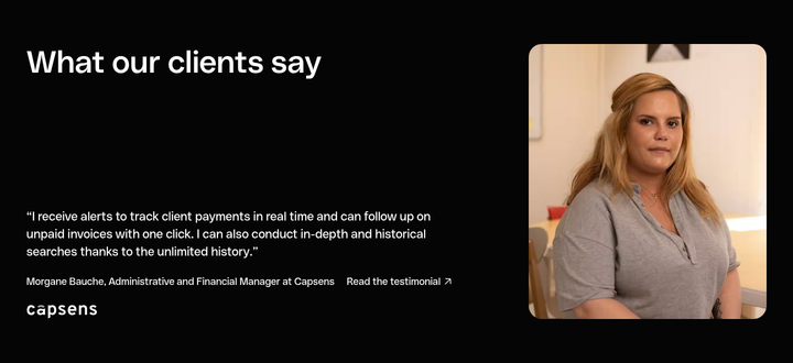What Our Clients Say section from Qonto