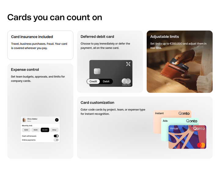Cards You Can Count On section from Qonto