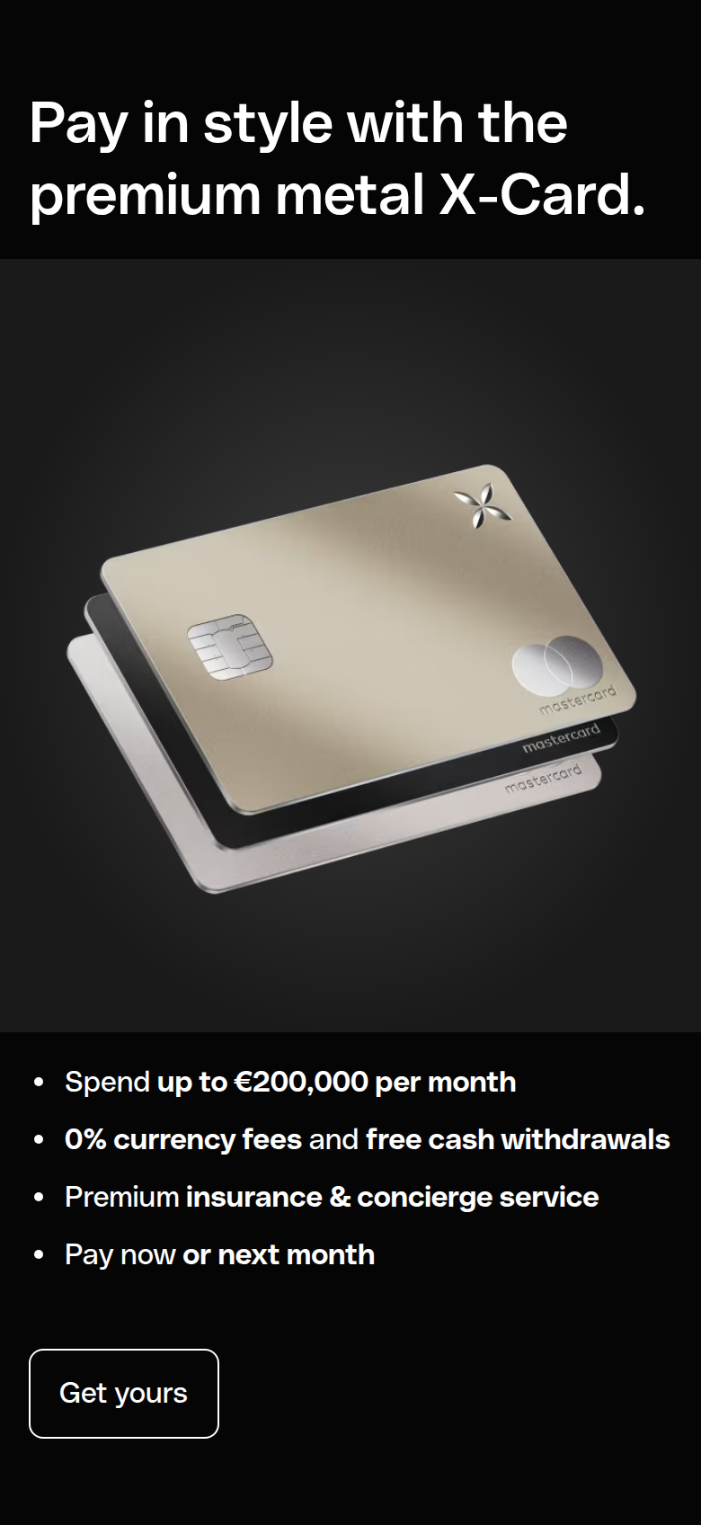 Pay in Style with the Premium Metal X-Card section from Qonto, on a phone