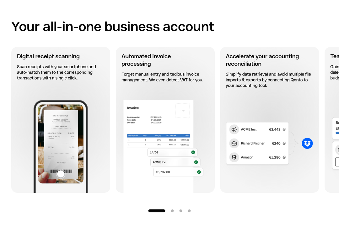 Your All-in-One Business Account section from Qonto