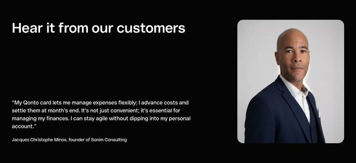 Hear It from Our Customers section from Qonto