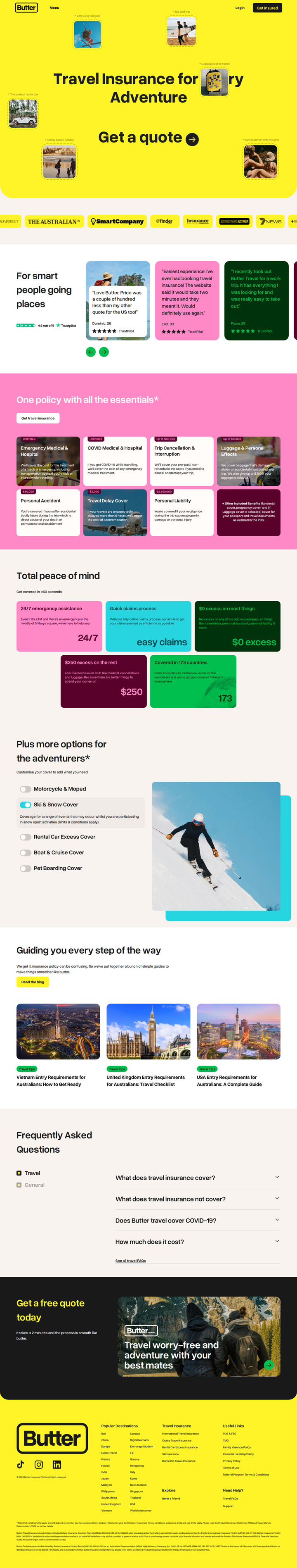 Home page from Butter Insurance