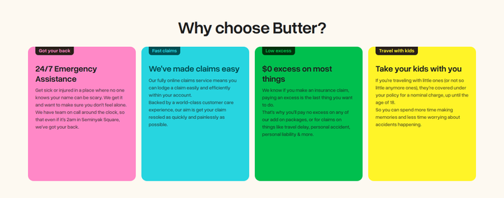 Why Choose Butter section from Butter Insurance