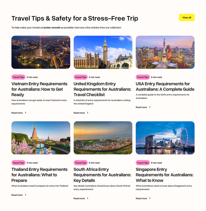 Travel Tips and Safety section from Butter Insurance