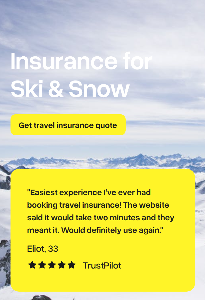 Insurance for Ski and Snow section from Butter Insurance, on a phone