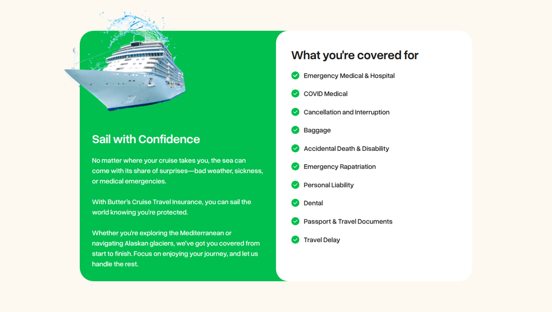 Sail with Confidence section from Butter Insurance