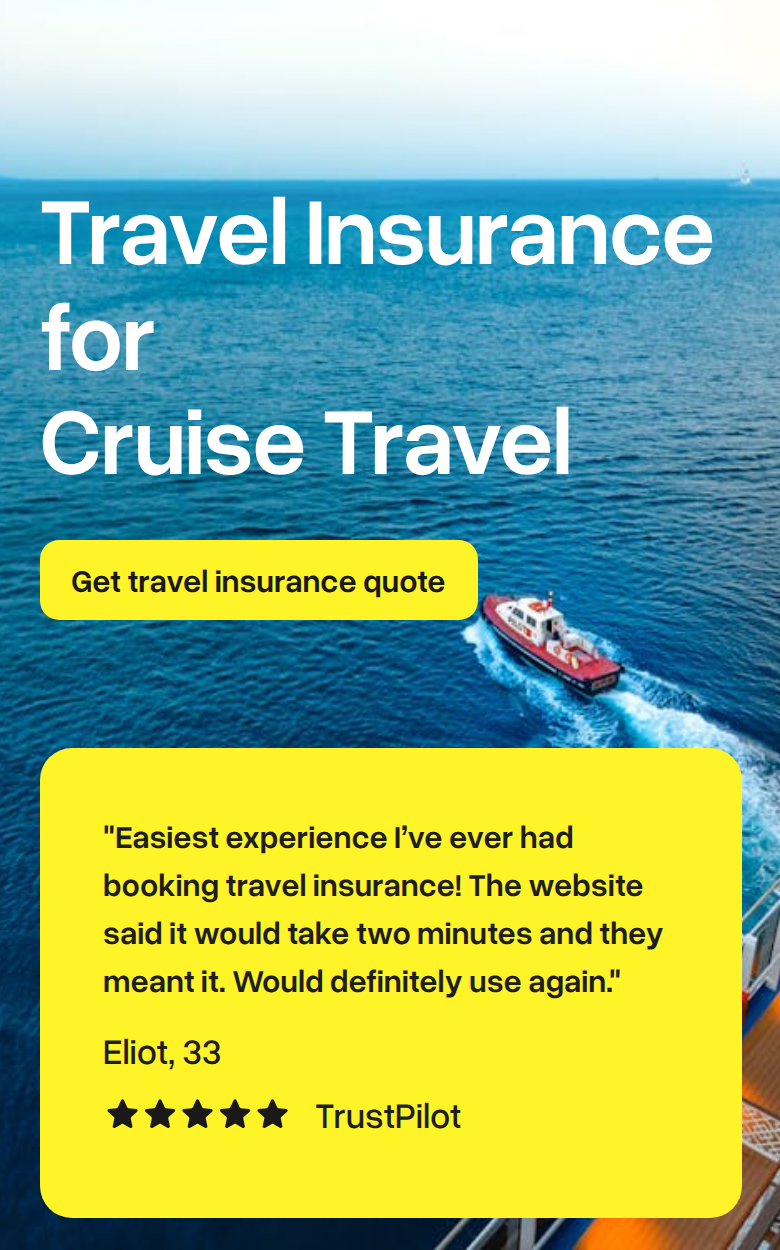 Travel Insurance for Cruise Travel section from Butter Insurance, on a phone