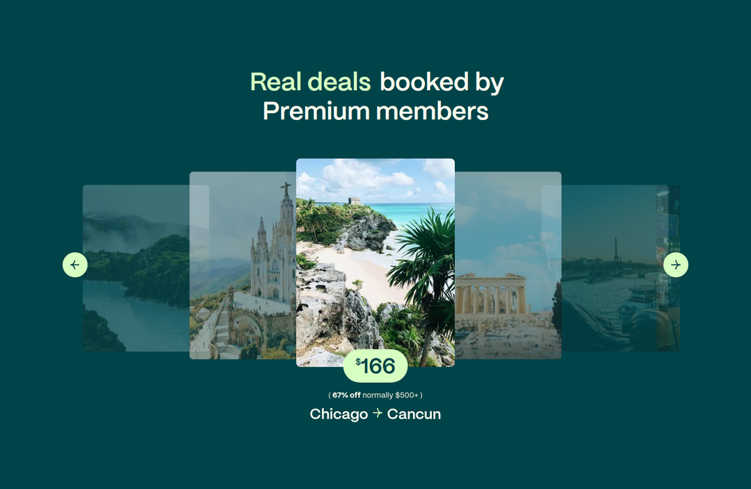 Real Deals Booked by Premium Members section from Going
