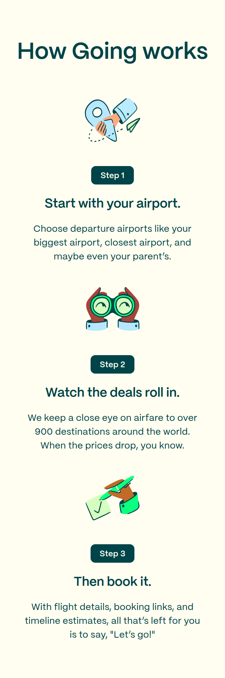 How Going Works section from Going, on a phone