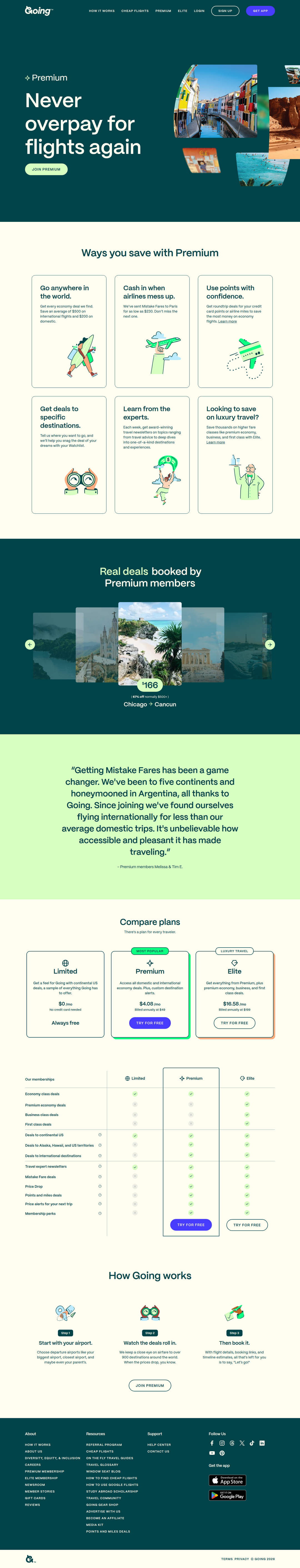 Premium page of Going