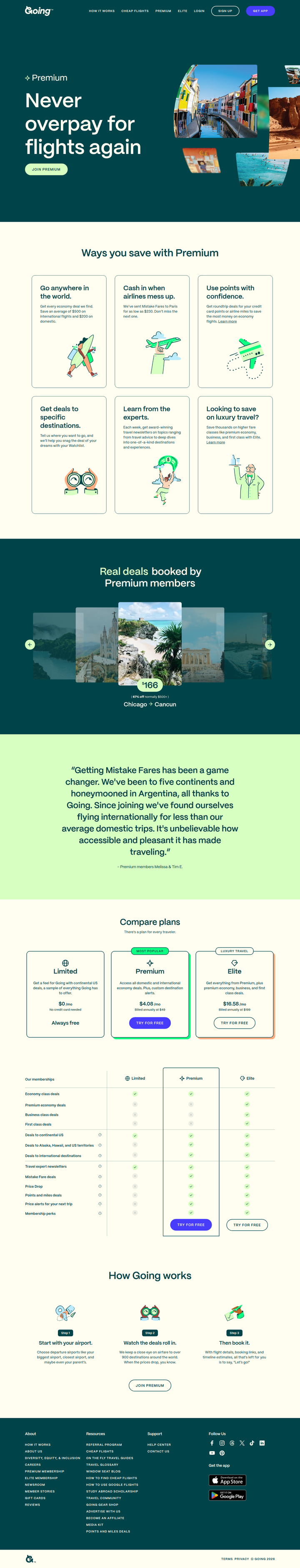 Premium page from Going