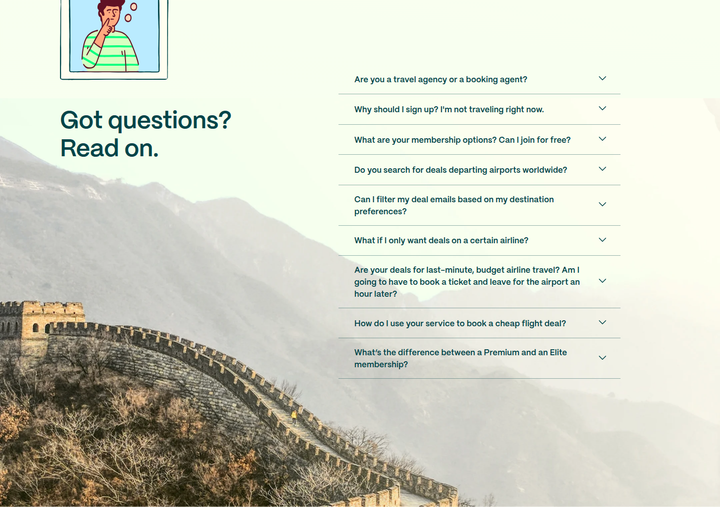 Got Questions? Read On. section from Going