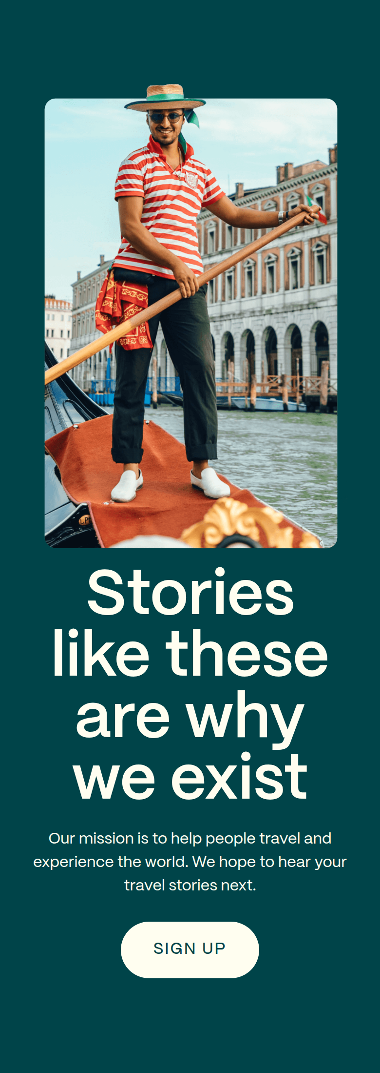 Stories Like These Are Why We Exist section from Going, on a phone